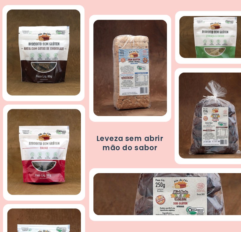 Produtos orgânicos sem glúten Pão do Céu